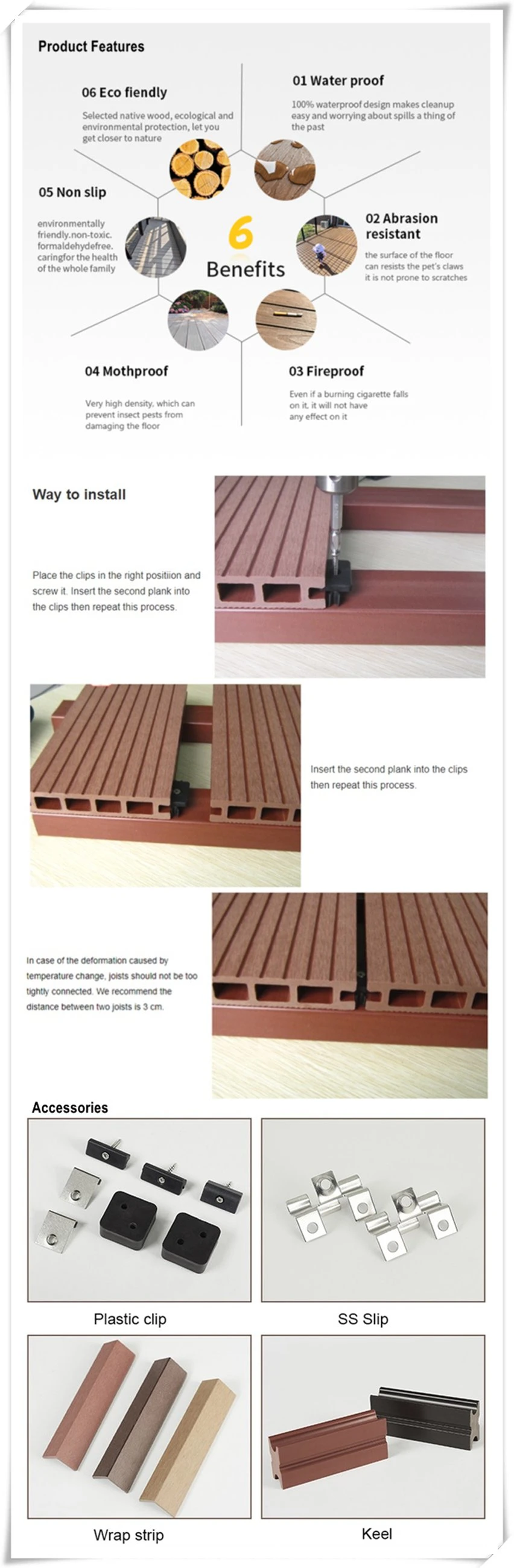 Solid Skinning Plastic Wood Composite Decking Outdoor WPC Decking PVC Foam Board Building Material Wall Panel